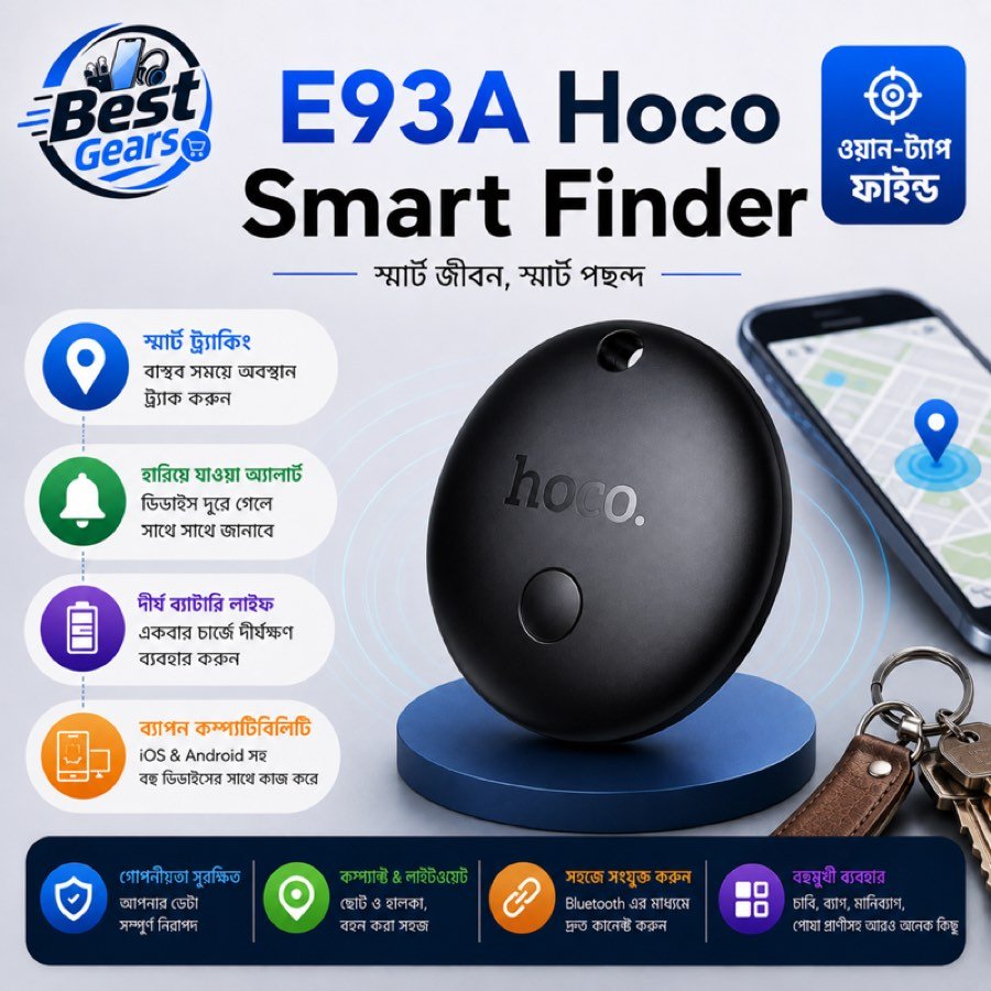 HOCO E93A Smart Finder for Keys, Wallet & Luggage | Bluetooth Tracker