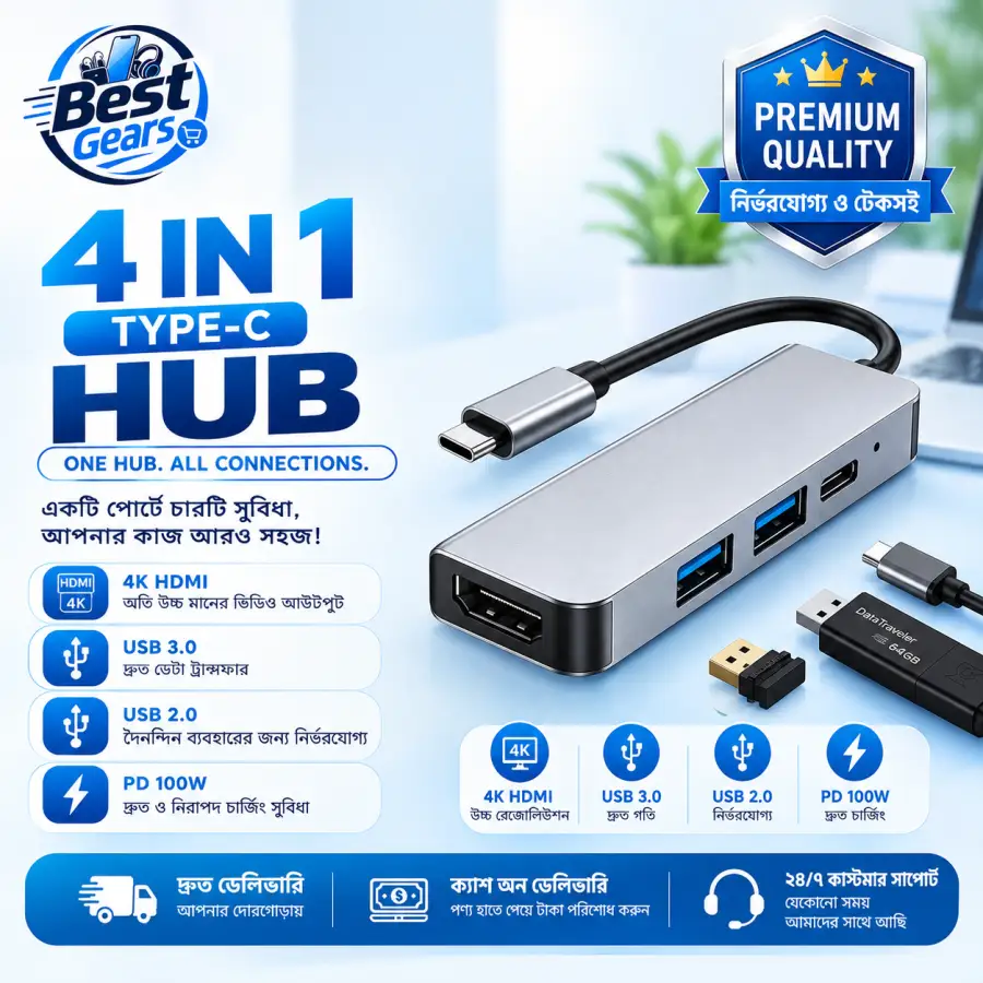 8-in-1 & 4-in-1 Type-C Hub – Compact Multiport Adapter for Modern Devices